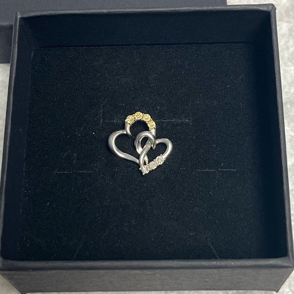 925 Sterling silver double heart pendant - Picture 4 of 4